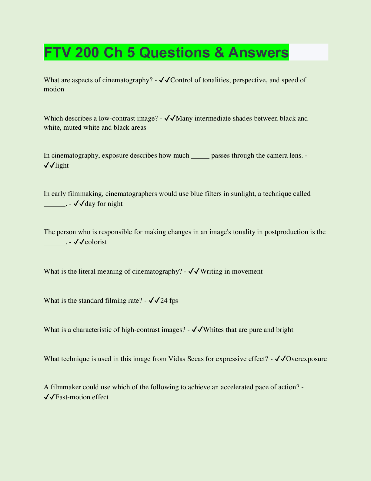 Preview of FTV 200 Ch 5 Questions & Answers | 50 Questions with 100% Correct Answers | Updated & Veri